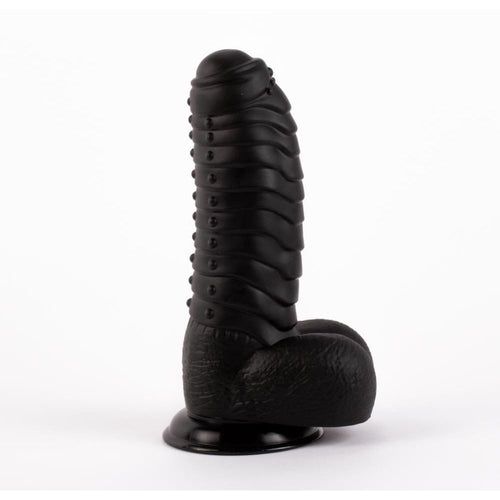 Dildo realistico pene morbido gigante con squame squamato e ventosa 27 cm XXL nero