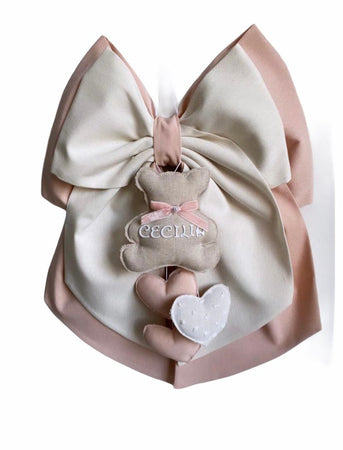 Fiocco nascita in cotone personalizzabile fatto a mano 35 x h 40 cm "Made in Italy"