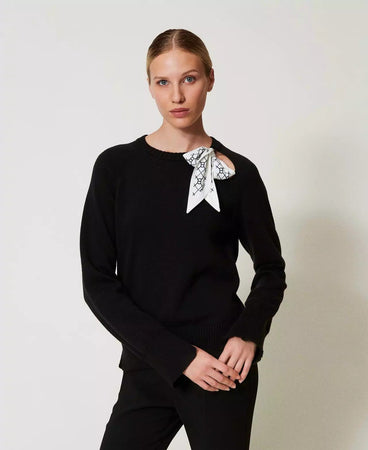 Twinset maglia donna con foulard logato 251TP3210