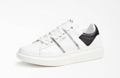 GUESS Sneakers Bianca Uomo 100% Pelle Scarpa Sportiva Bianco FM7SAILEA12 Scarpe Guess Fascia Nera Suola in Gomma e Lacci