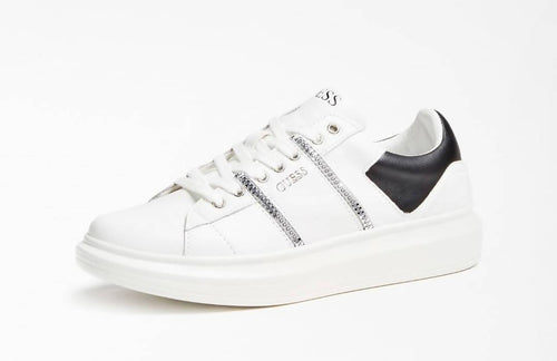 GUESS Sneakers Bianca Uomo 100% Pelle Scarpa Sportiva Bianco FM7SAILEA12 Scarpe Guess Fascia Nera Suola in Gomma e Lacci