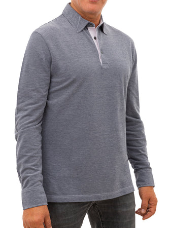 Corneliani Polo Blu a maniche lunghe da uomo