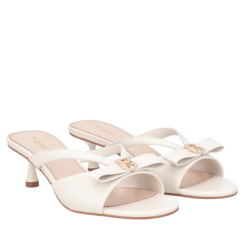 ToscaBlu Donna Sabot elegante Nizza in pelle con logo colore avorio