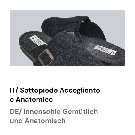 Le Valdostane, Fantastiche Pantofole Uomo Invernali da Casa, Calde e Imbottite, Ciabatte Inverno Antiscivolo con Pelo, Ciabatta da Camera Made in Italy, Fibbia Regolabile Comfort Unico