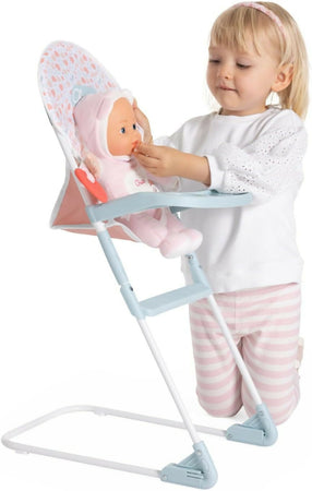 CHICCO Seggiolone per Bambole, per Bambini da 3 Anni in su, Seggiolone Giocattolo, con Struttura in Metallo e Dettagli realistici, Vassoio e Poggiapiedi in Plastica, Leggero e Facile da assemblare