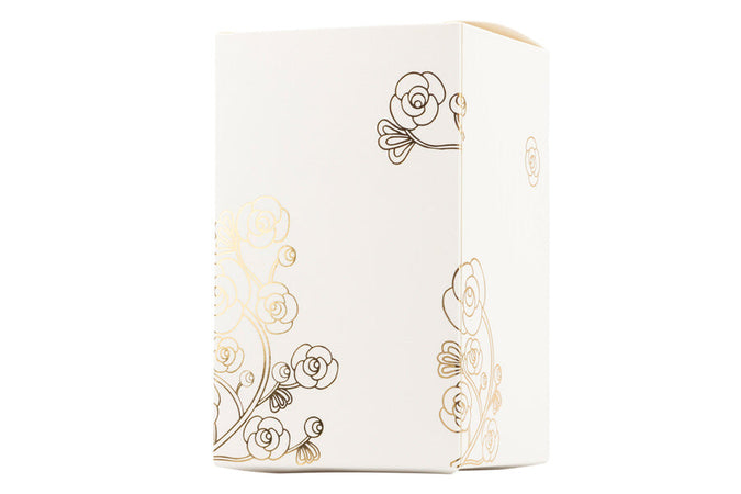 Scatola porcellana bianca grande con decalco rose con candela profumata Matrimonio