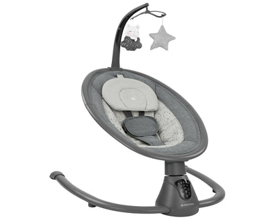KIKKABOO Sdraietta Dondolo Elettrica Side to Side Swing Twiddle - colore GREY - grigio - Altalena Musicale per Neonati, Sedia a Dondolo con Telecomando, rilassante, calmante