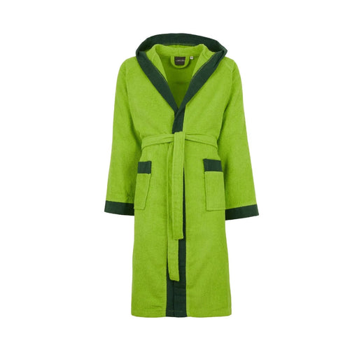 Accappatoio Voyage L/XL Carrara in microspugna di cotone 280 gr/mq, profili a contrasto, con cappuccio e tasche, in custodia trasparente richiudibile.