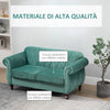 Divano 2 Posti in Legno e Velluto Verde, Spessa Imbottitura, Divano per 2 Persone Design Vintage Rétro, 148 x 72 x 76cm DY2833-847D2D