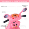 Motorino Elettrico per Bambini 3 Anni+ Max. 25kg con Luci, Musica, Batteria 6V e Velocità 3km/h, 108x51x75 cm, Rosa QA4370-013QA4