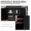 Carrello da Cucina con Cassetti, Portaspezie e Armadietto, Carrello da Portata con 4 Ruote e Piano di Lavoro in Legno, 109x40x89cm, Nero YH9801-178BKYH9