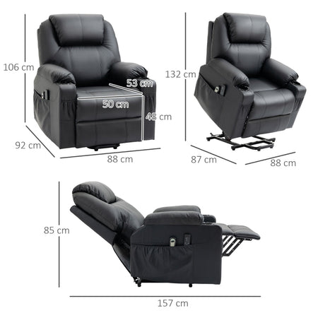 poltrona anziani disabili elettrica alza persona soggiorno salotto poltrona letto relax massaggiante con telecomando punti massaggio alzata assistita in pelle imbottita reclinabile massaggi poltrona nera poggiapiedi poltrone elettriche YGT713-096BKGTT