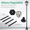 Lampione da Esterni con 6 Luci Led e Pannelli Solari Impermeabile Accensione Automatica Durata 6 Ore Altezza 177cm  XC3B30-006XC3