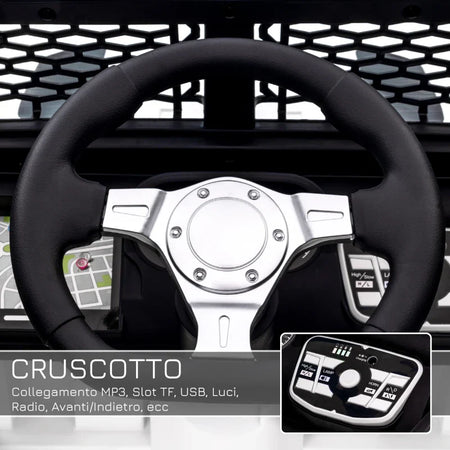 Macchina Elettrica per Bambini Jeep Fuoristrada con Telecomando e 2 Velocità, 100x65x72 cm, Bianco RF6370-142V91WTRF6