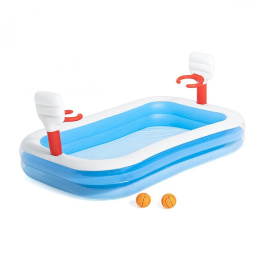 Piscina Family con canestri da basket, 251 x 168 cm da balcone e giardino