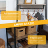 Appendiabiti da Terra con 1 Asta e 4 Ripiani Aperti in Truciolato e Acciaio, 60x40x180 cm, Marrone HJ8850-148HJ8