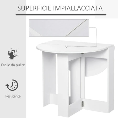 Tavolino Pranzo Tavolo Consolle in Legno Salvaspazio 2 3 persone Pieghevole Bianco TU2835-319TU2 , soggiorno salotto basso nero bianco marrone grigio design moderno sala moderno alto divano camera legno vetro rotondo cucina