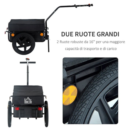 Rimorchio per Bicicletta Porta Oggetti in Acciaio 144×59×80cm TF6B71-005TF6