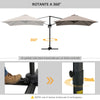 Ombrellone 3x3 m a Braccio con 8 Stecche, Pedale e Manovella, in Alluminio e Poliestere, color Khaki 84D-112V01KK