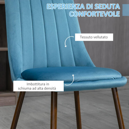 Sedie da Cucina Imbottite, Set 4 Pezzi in Poliestere e Acciaio, 47x55x86 cm, Blu DR6835-922V00DBDR6