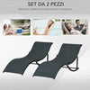Set 2 Sdraio da Giardino Pieghevoli, Lettino Prendisole in Alluminio e Textilene, 61x165x63cm 84B-540