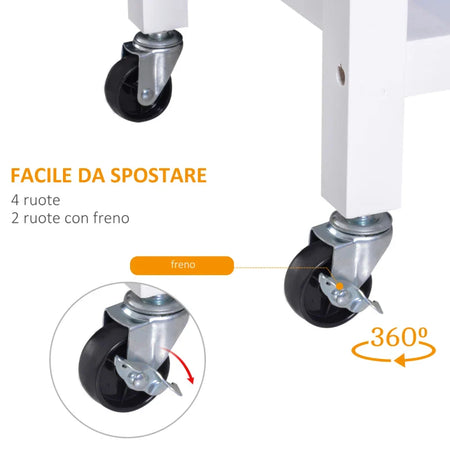 Carrello da Cucina Classico con Cassetti e Ruote in Legno Salvaspazio 89x40x84cm TR4801-069TR4