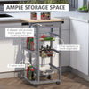 Carrello da Cucina con Cassetti Estraibili e 2 Portabottiglie, in Legno di Pino e Metallo, 47x37x83 cm YY9801-130YY9