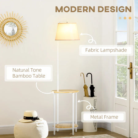 Lampada da Terra Moderna con Tavolino a 2 Livelli per Soggiorno e Camera da Letto, 43L x 39.5P x 162A cm WL8B31-320WL8