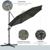Ombrellone da Giardino a Manovella e a 8 Stecche con Angolazione Regolabile, Ø2.95x2.5 m, Grigio 84D-065CG