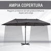 Ombrellone Doppio da Giardino in Metallo e Poliestere Anti-UV Impermeabile, 440x270x250cm, Grigio 84D-085GY
