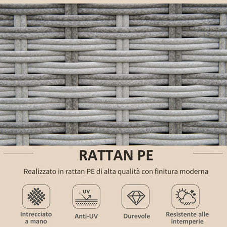 Salotto da Giardino in Rattan PE da 8 Pezzi con Poltrone, Tavolini e Sgabelli, Beige 860-099BG