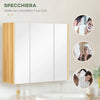 Armadietto Specchiera Bagno a 3 Ante con Mensole Regolabili, 68x22x60cm, Bianco TG9834-559V80WTTG9