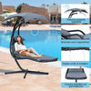 Poltrona Sospesa da Giardino con Tettuccio Orientabile a Protezione UV, Sedia a Dondolo Sospesa Imbottito per Esterno, Grigio Scuro 190x115x190 cm 84A-042CG