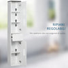 Mobile Bagno con Ripiano Regolabile, 2 Ripiani Chiusi e un Cassetto in Legno, 30x28x180 cm, Bianco GB9834-463GB9