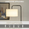 Lampada da Terra Moderna in Acciaio con Paralume in Tessuto Effetto Lino, 64x38x163.5 cm, Bianca e Nera TG5B31-329TG5