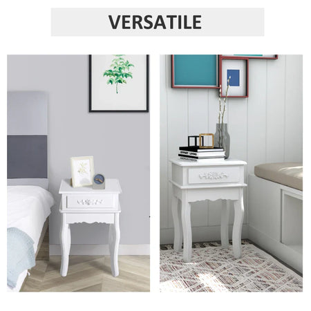 Comodino Moderno con Cassetto Mobiletto Multiuso in Legno Bianco, 40 x 35 x 60cm YH6833-240YH6