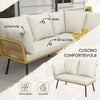Set da Giardino 4 Pezzi in Rattan PE con Tavolino da Esterni 90x45x42 cm e 2 Divanetti per Esterni 6ex63x74 cm, Bianco Crema 860-324V00CW