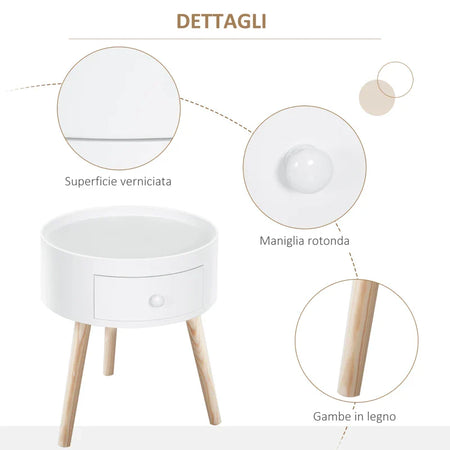 Tavolino da Salotto Moderno con Cassetto Caffè Bianco FD6833-363FD6v , soggiorno salotto basso nero bianco marrone grgio design moderno sala moderno alto divano camera legno vetro rotondo