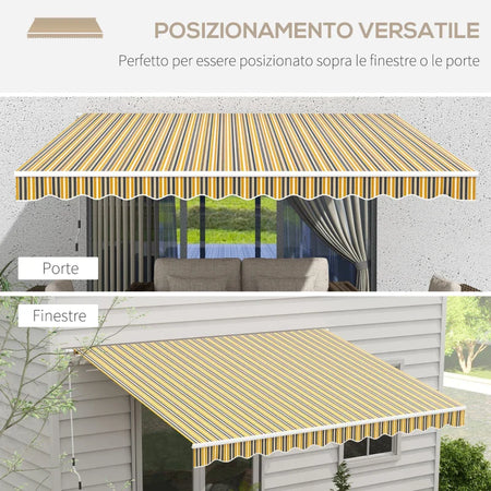 Tenda da Sole per Esterno Avvolgibile a Bracci con Apertura a Manovella, 350x250 cm, Giallo QW6840-174V00YLQW6
