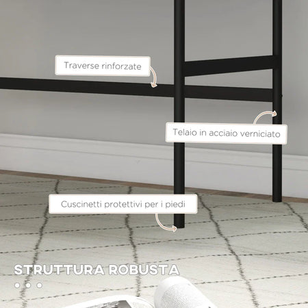 Scrivania da Ufficio Moderna con 2 Cassetti, in Acciaio e MDF, 106x50x77 cm, Nero e Rovere XB3836-563V00BKXB3