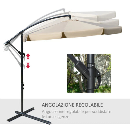 Ombrellone da Giardino Ø2.7x2.7m a Braccio con Tettuccio Regolabile, Marrone Chiaro 84D-161LR