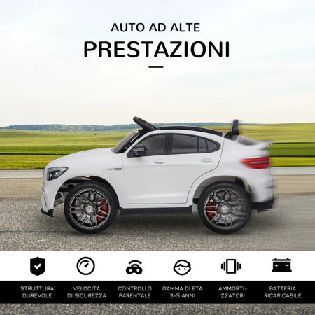 Macchina Elettrica per Bambini 3-5 Anni Mercedes con Cintura di Sicurezza e Telecomando, Bianco MN1370-074V90WTMN1