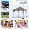 Gazebo da Giardino 3x3m con Zanzariera, Telaio in Acciaio e Doppio Tettuccio, Bianco 84C-010CF