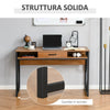 Scrivania Moderna in Metallo e MDF Stile Industriale, Mensole e Cassetto per Casa e Ufficio, 120x60x76cm Nero Marrone XV2836-376XV2
