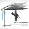 Ombrellone da Giardino 3x2.5 m a Braccio e Inclinabile con Manovella, in Acciaio e Poliestere Grigio 84D-082
