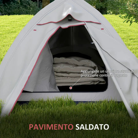 Tenda da Campeggio con Borsa da Trasporto, in Poliestere e Alluminio, 300x135x110 cm, Grigio Chiaro RJ4A20-424V00LGRJ4