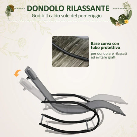 Sdraio a Dondolo Zero Gravity Ergonomica, in Metallo e Texteline, 63x160x88cm  84B-681CG