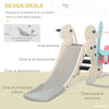 Scivolo 3 in 1 per Bambini con Altalena Regolabile, Canestro e Palle per Cameretta e Giardino, 160x220x120cm, Bianco, Azzurro e Grigio ED9331-002ED9