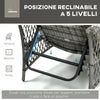 Set Lettino Prendisole e Tavolino in Rattan PE, Sdraio da Giardino Regolabile su 5 Posizioni e Tavolino a 2 Ripiani, Bianco Crema 862-054GY