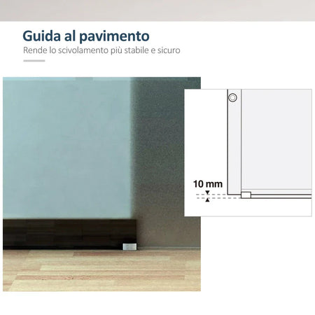 Porta Scorrevole Interna in Vetro Smerigliato e Satinato con Binario B3 in Alluminio per Bagno Cucina Studio Vetro 205x 90x 0,8cm WJ8B70-005WJ8